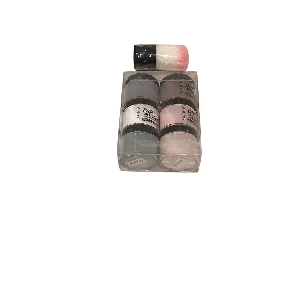 Six Modelones Dip Nail Powders & Brush